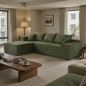 L-Shaped Modular Sectional Sofa with Chaise – Corduroy, No Assembly