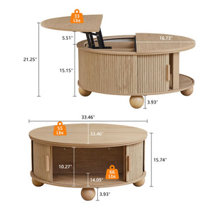 Round Lift-Top Coffee Table with Storage