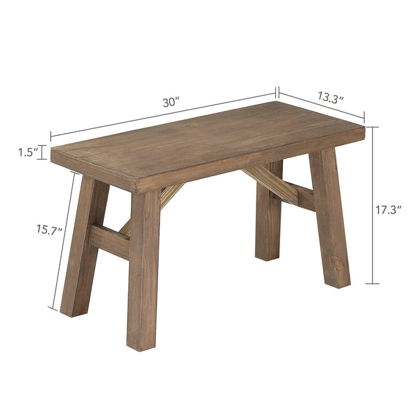 Solid Wood Farmhouse Entryway Bench