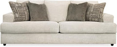 Cream Chenille Queen Sofa Sleeper with Accent Pillows