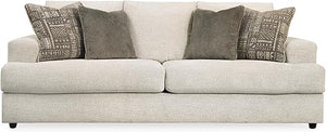 Cream Chenille Queen Sofa Sleeper with Accent Pillows