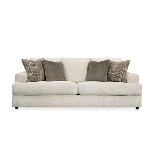Cream Chenille Queen Sofa Sleeper with Accent Pillows