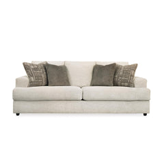 Cream Chenille Sleeper Sofa with Accent Pillows – 96" 3-Seat