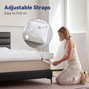 Dual-Layer Goose Feather Mattress Topper with Down Alternative Pillow Top