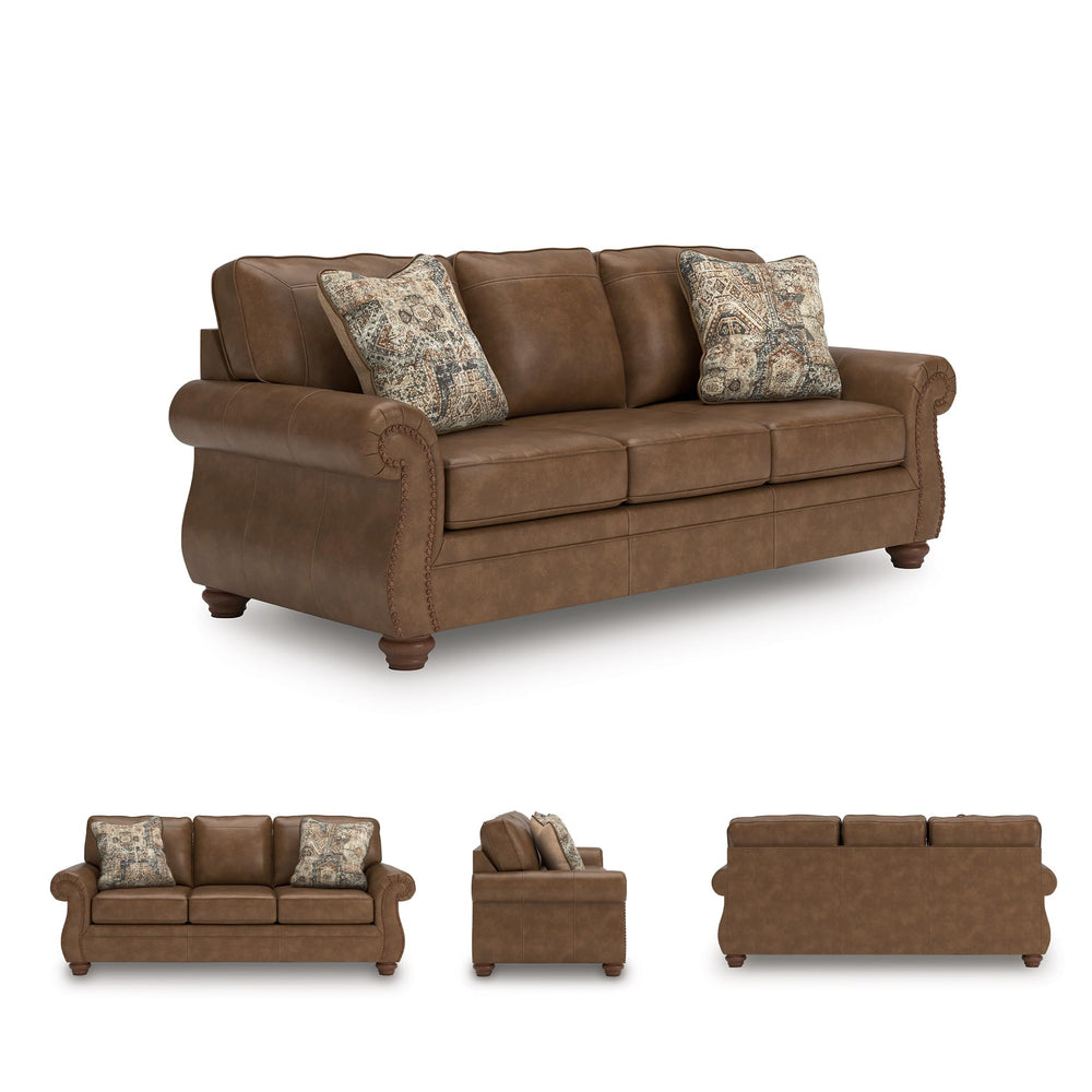 Queen Faux Leather Sofa Sleeper with Memory Foam Mattress