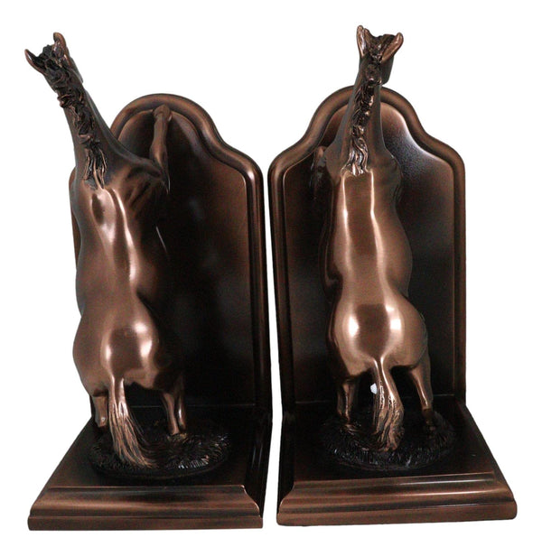 Rearing Horses Bookend Set – Bronze Electroplated Resin