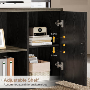 L-Shaped Executive Office Desk with File Drawers & Storage Cabinet