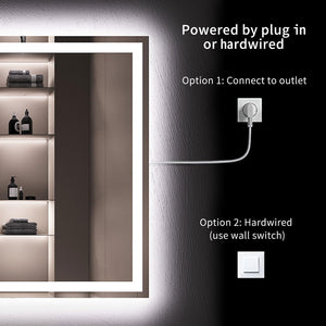 LED Bathroom Mirror with Lights – Anti-Fog, Dimmable, Backlit & Front Lit, 32"L x 24"W