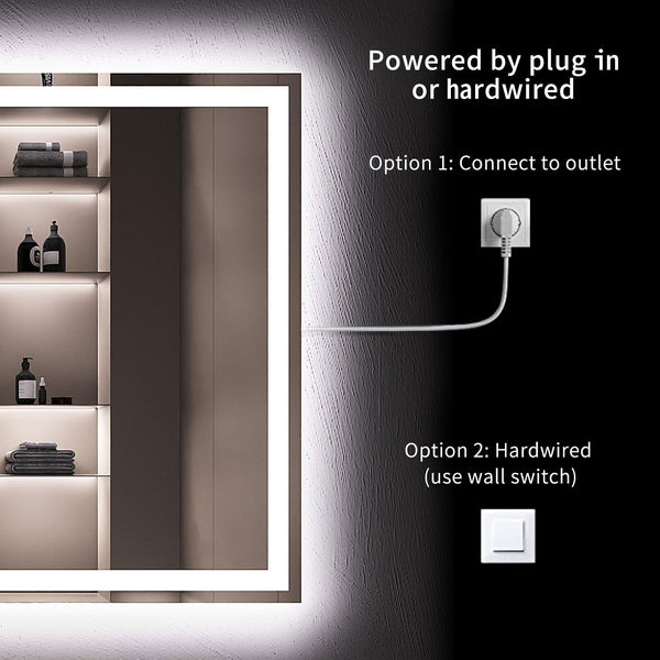 LED Bathroom Mirror with Lights – Anti-Fog, Dimmable, Backlit & Front Lit, 32"L x 24"W