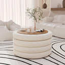 Round Sherpa Storage Ottoman Coffee Table
