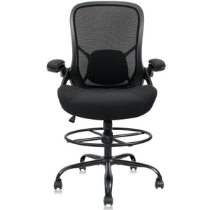 Tall Drafting Chair with Flip-Up Armrests & Adjustable Footrest