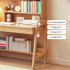 Kids Adjustable Study Desk with Bookshelf and Drawers