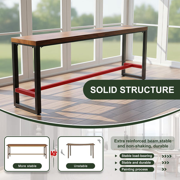 Solid Wood Bar Height Table with Metal Legs