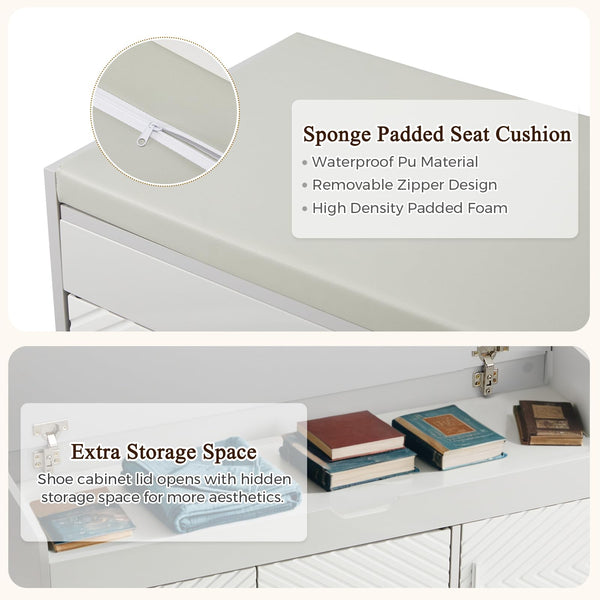 Lift Top Storage Bench with Cushioned Seat