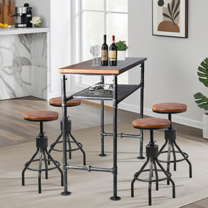 Industrial Bar Table with 2-Tier Storage
