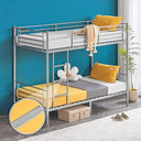 Twin Over Twin Metal Bunk Bed with Flat Ladder & High Guardrail