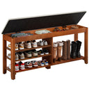 Entryway Shoe Bench with Flip-Top Storage, Cushion & Adjustable Shelves