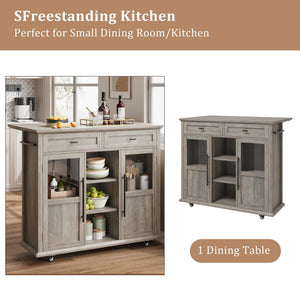 Rolling Kitchen Island with Storage, Drop Leaf & Towel Rack
