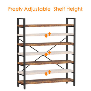 4-Tier Adjustable Bookshelf with Metal Frame
