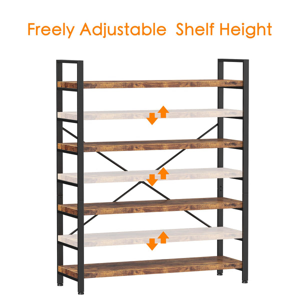 4-Tier Adjustable Bookshelf with Metal Frame