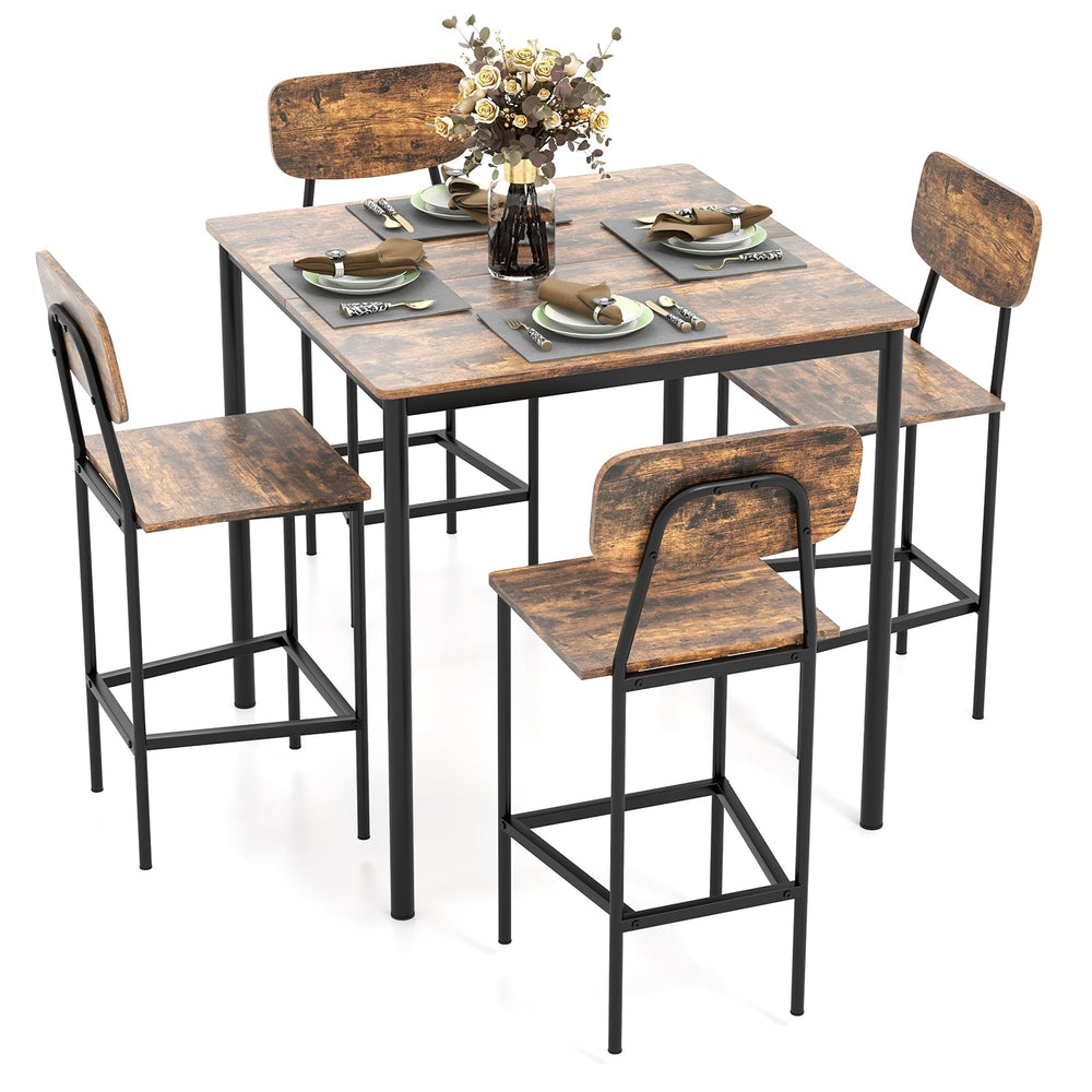 5-Piece Counter Height Dining Set with Bar Stools