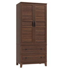 72" Armoire Wardrobe with Drawers & Adjustable Shelves – Walnut