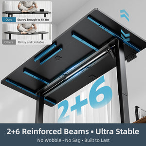 Electric Standing Desk 60x30 with Flip-Top Cable Management & Dual-Beam Frame
