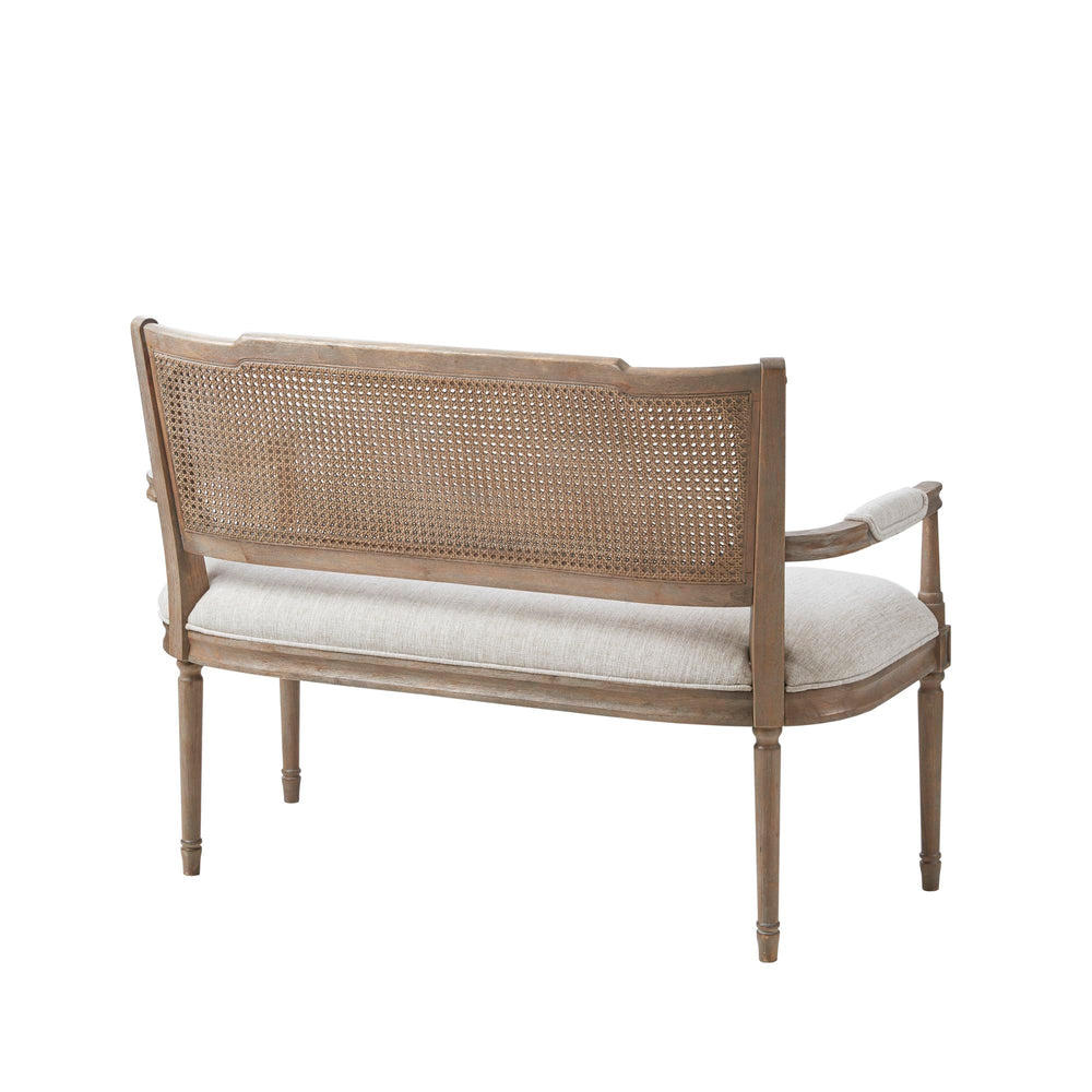 Farmhouse Settee with Rattan Back & Padded Arms