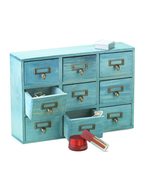 9-Drawer Wooden Desk Organizer Cabinet