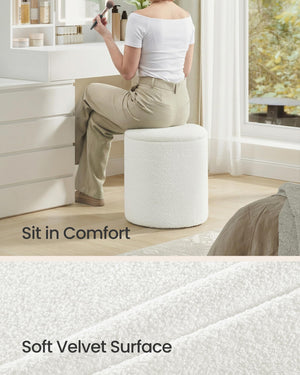 Round Storage Ottoman Set of 2 with Removable Lid