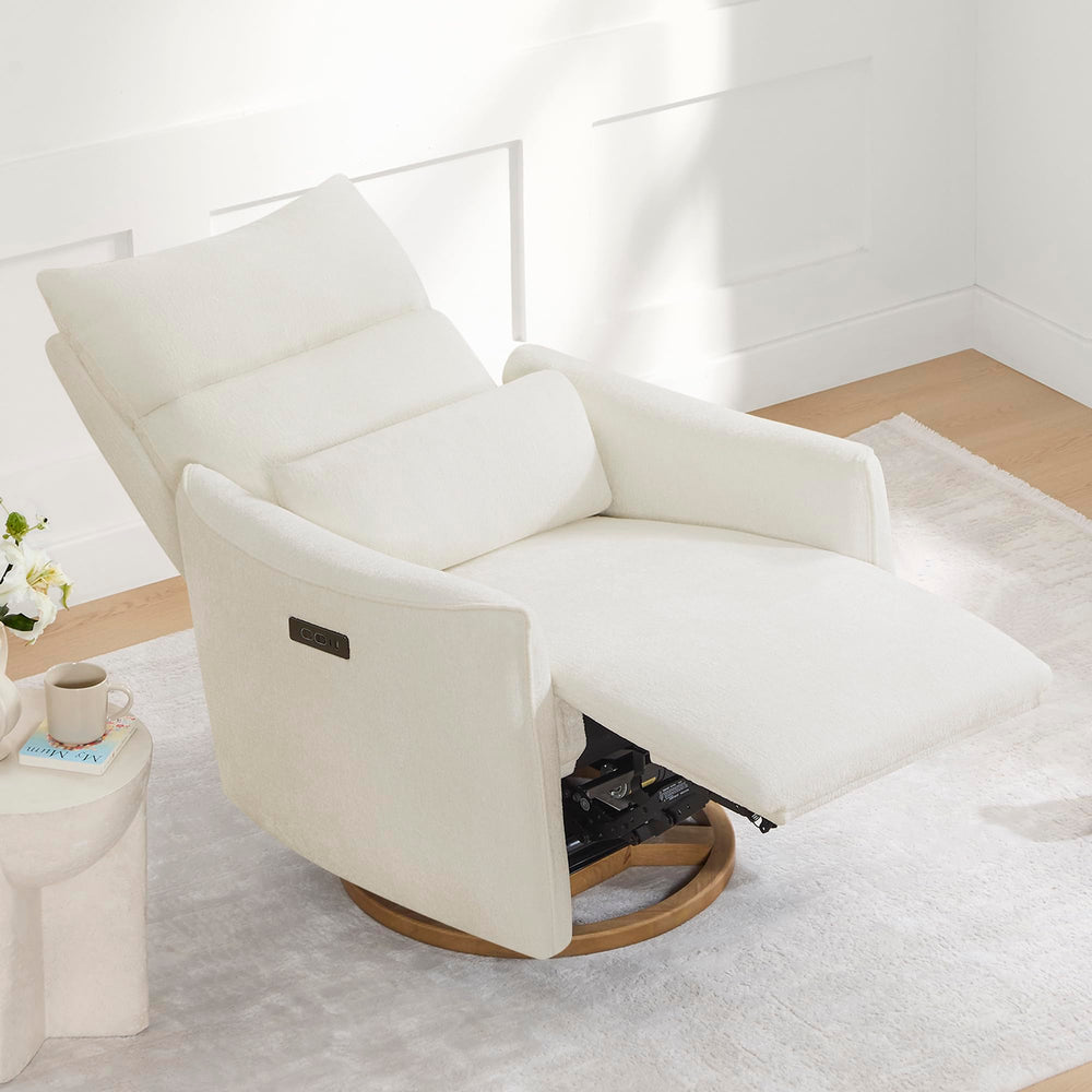 Power Nursery Glider Recliner Chair with Swivel & Adjustable Headrest