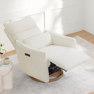 Power Nursery Glider Recliner Chair with Swivel & Adjustable Headrest