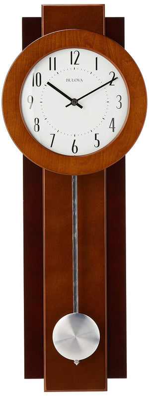 Walnut Mahogany Pendulum Wall Clock with Arabic Numerals