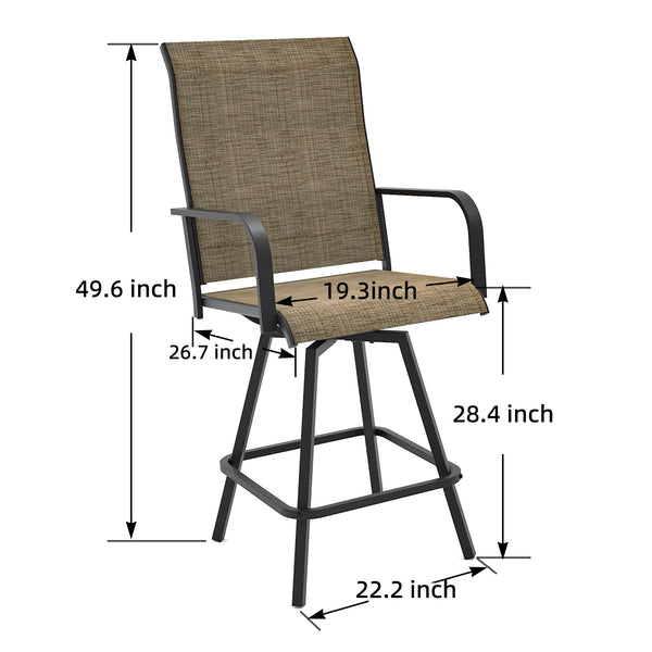 Outdoor Swivel Bar Stools Set of 2, Counter Height, Textilene Mesh
