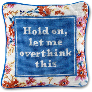 Needlepoint Throw Pillow – Overthink – Blue Velvet, 11x11