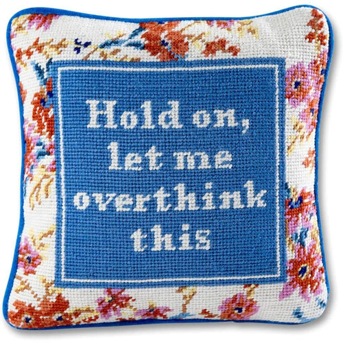 Needlepoint Throw Pillow – Overthink – Blue Velvet, 11x11