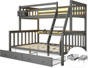 Twin Over Full Bunk Bed with Charging Station & LED Lights