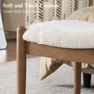 Upholstered Ottoman Bench with Wood Legs