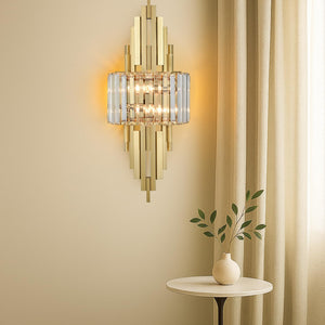 Modern Crystal Wall Sconce 2-Light Gold