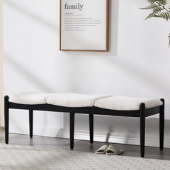 Upholstered Dining Bench with Wood Legs