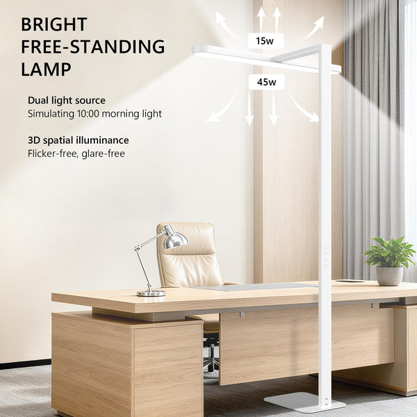 60W LED Dimmable Floor Lamp – Full Spectrum Eye-Care