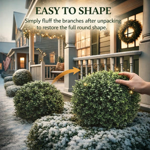 Artificial Boxwood Topiary Trees Set of 2 – UV Resistant Faux Plants in Pots