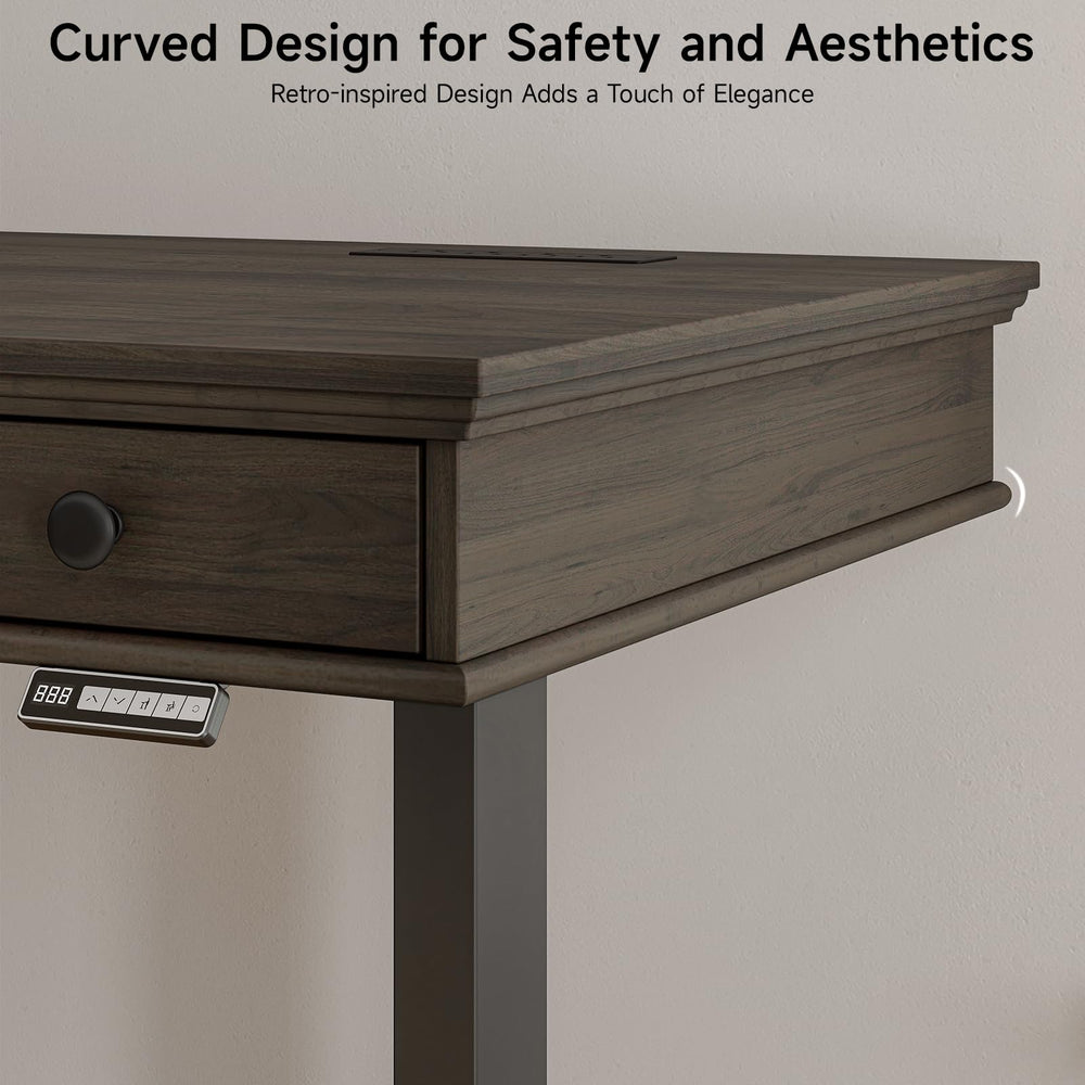 Electric Height Adjustable Standing Desk with Drawers & Outlets, 55" x 23"