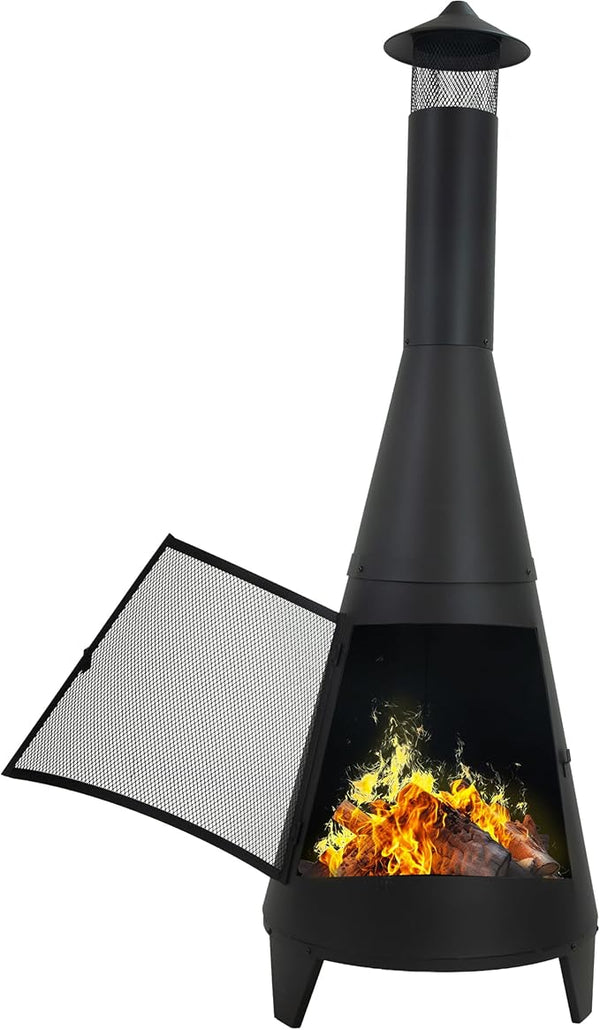 70-Inch Steel Chiminea Wood-Burning Outdoor Fireplace