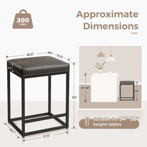 Counter Height Bar Stools with Faux Leather Cushion & Footrest