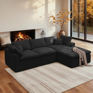 Modular L-Shape Sectional Sofa with Ottoman & Deep Seats