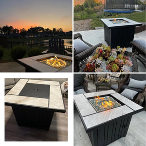 Rectangular Propane Fire Pit Table with Ceramic Tabletop