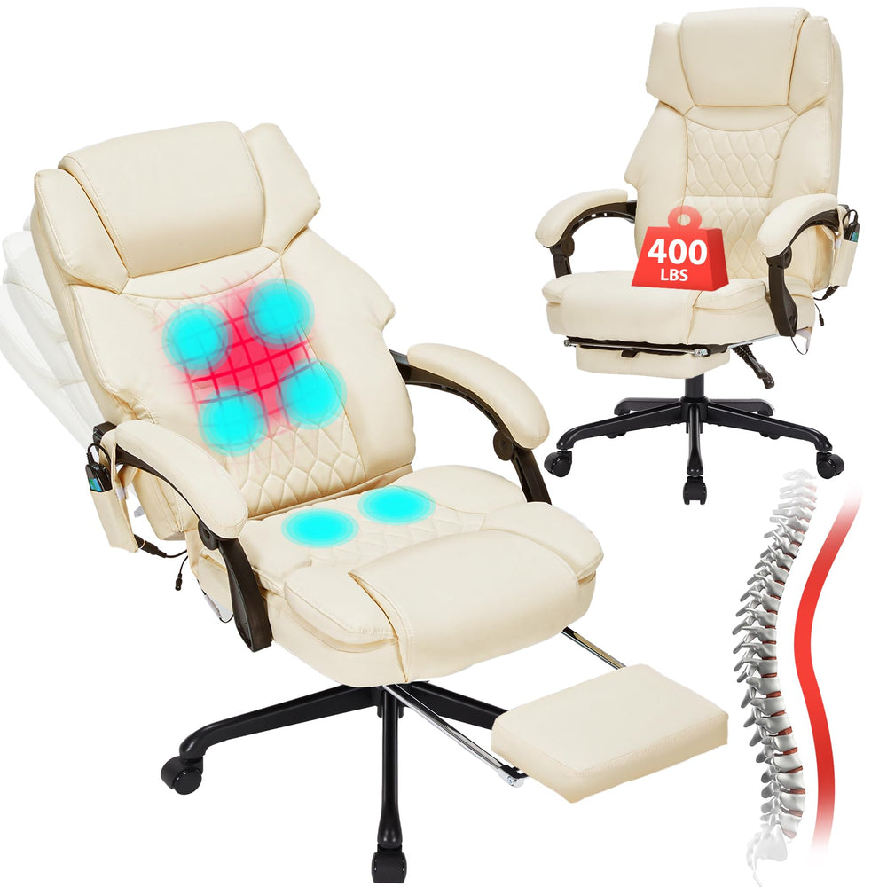 Massage Office Chair with Footrest, Heat & Recliner – 400 lbs Capacity