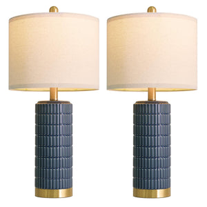 25" Ceramic Table Lamps Set of 2 with Gold Base