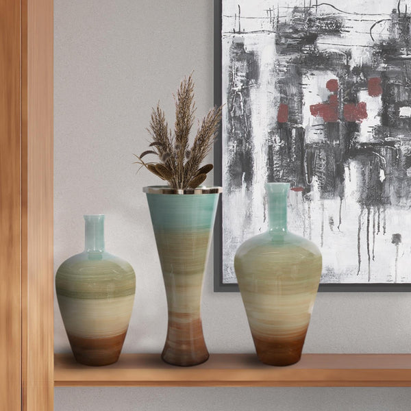 Flared Glass Vase — Brown Ombre, 23.75" Tall